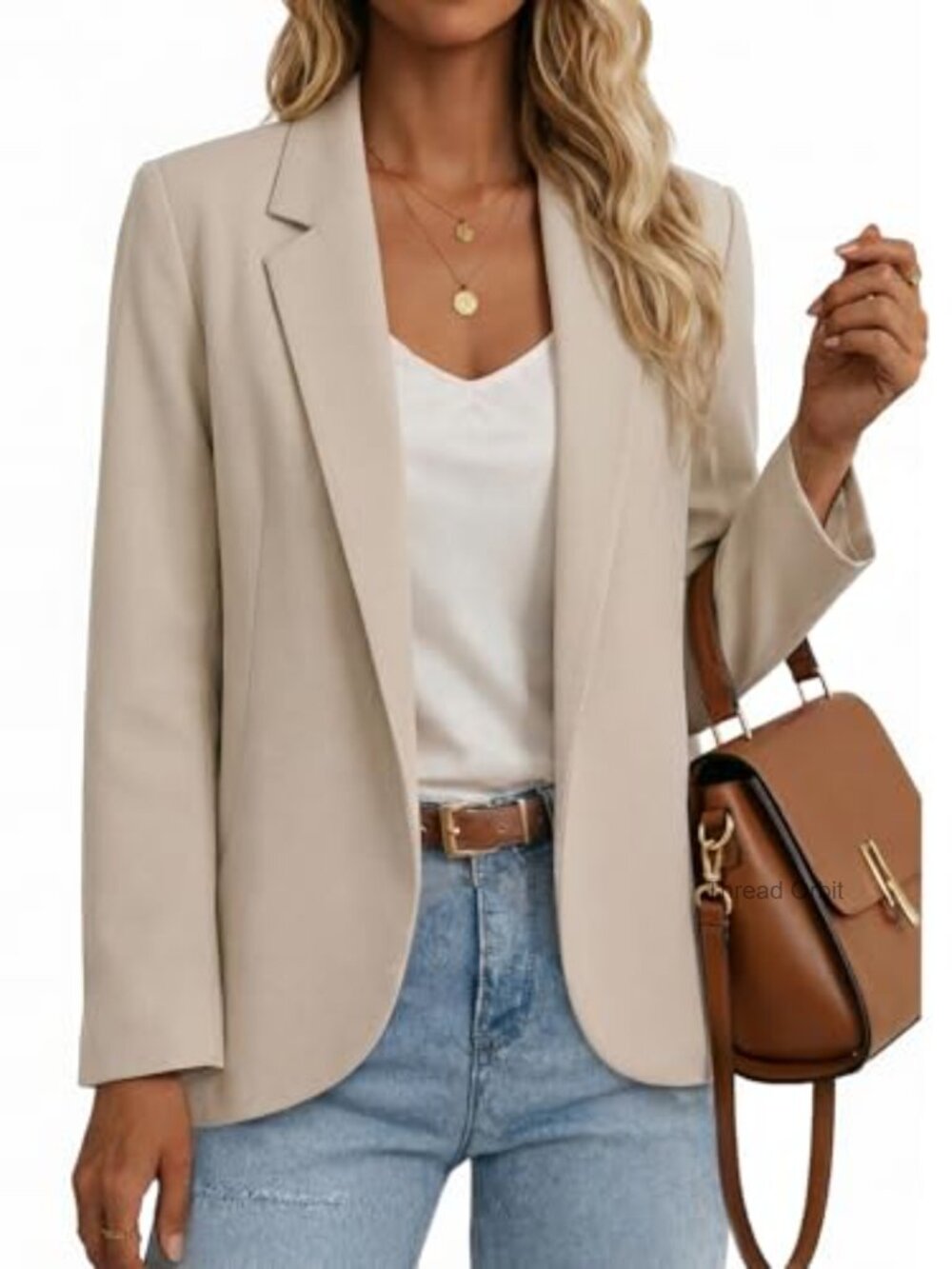 Women's Lightweight Open Front Blazer - Polyester Spandex Fully Lined Work